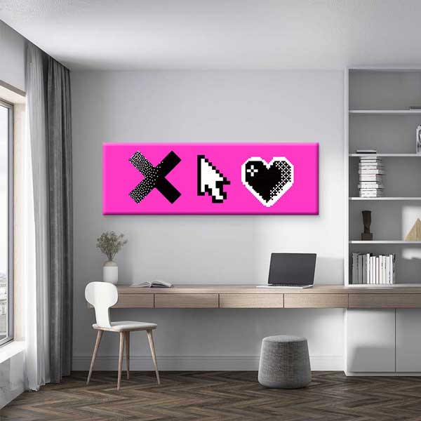 Piksel İkonlar X İmleç Kalp Pop Dijital Sanat Kanvas Duvar Tablosu 4803