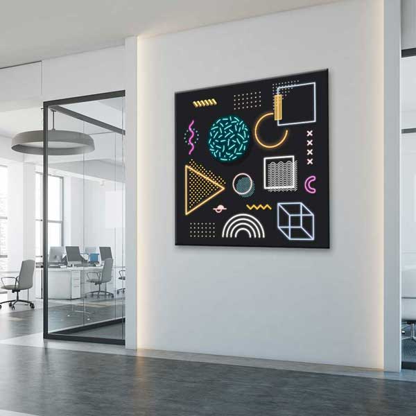 Geometrik Neon Şekiller Dijital Sanat Kanvas Duvar Tablosu 4814