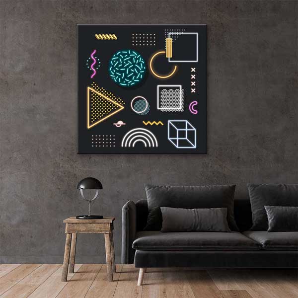 Geometrik Neon Şekiller Dijital Sanat Kanvas Duvar Tablosu 4814