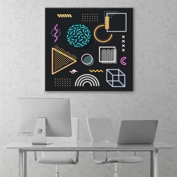 Geometrik Neon Şekiller Dijital Sanat Kanvas Duvar Tablosu 4814
