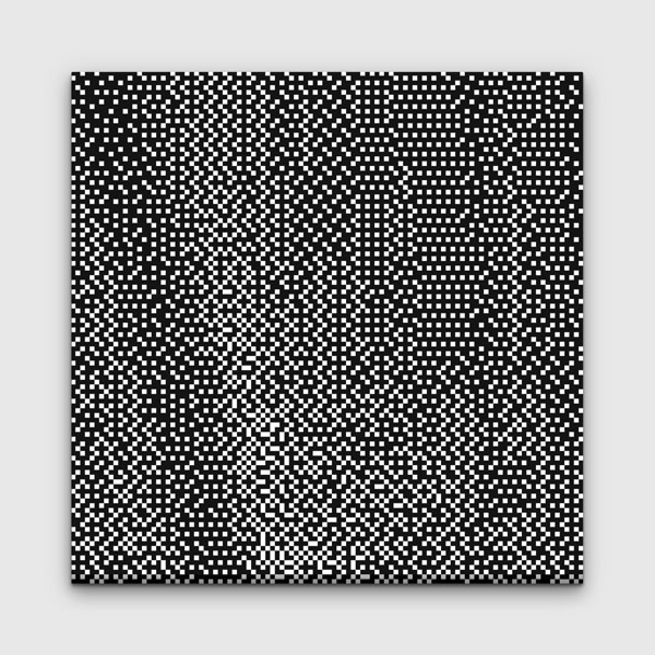 Siyah Beyaz Op Art Piksel Desen Dijital Sanat Kanvas Duvar Tablosu 4817