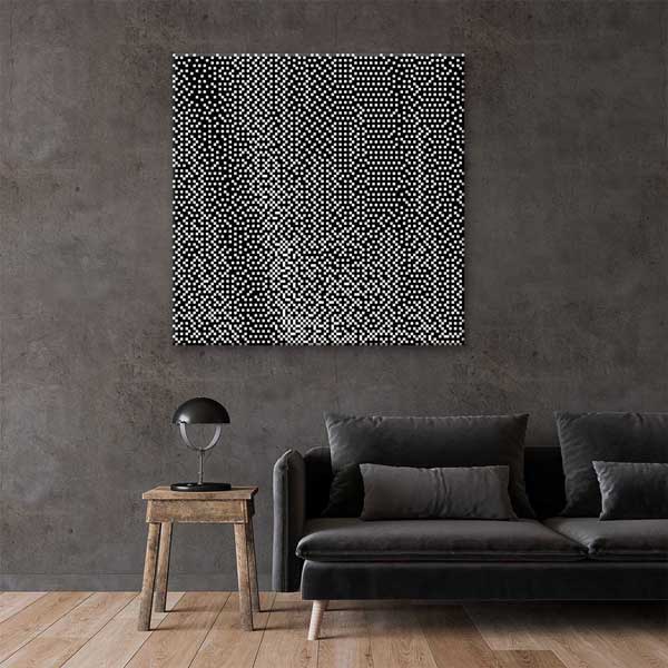 Siyah Beyaz Op Art Piksel Desen Dijital Sanat Kanvas Duvar Tablosu 4817