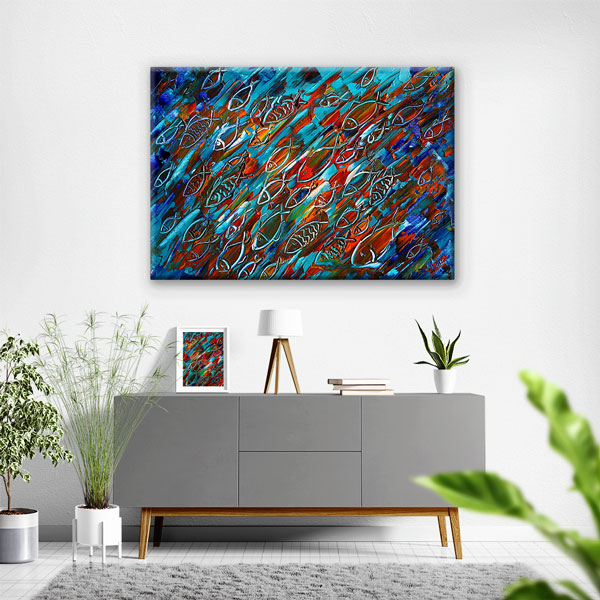 Soyut Renk Dalgaları Desen Sanatı Duvar Tablosu Kanvas Tablo 4910