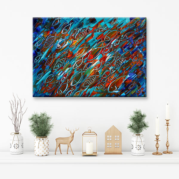 Soyut Renk Dalgaları Desen Sanatı Duvar Tablosu Kanvas Tablo 4910