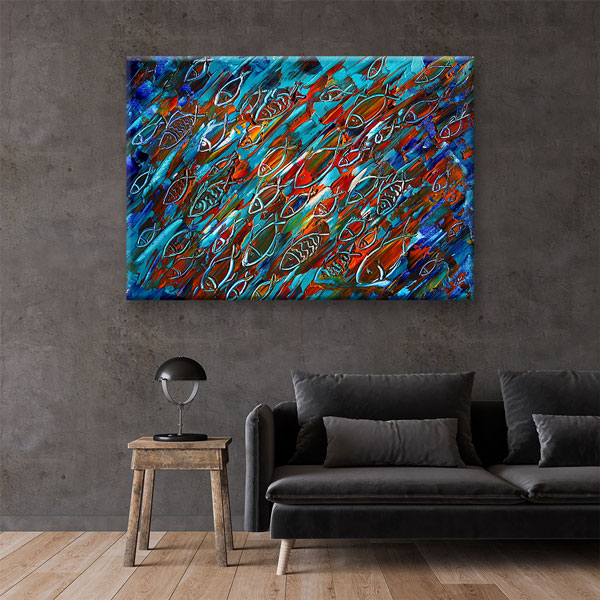 Soyut Renk Dalgaları Desen Sanatı Duvar Tablosu Kanvas Tablo 4910