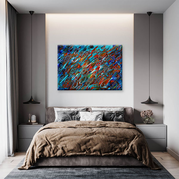 Soyut Renk Dalgaları Desen Sanatı Duvar Tablosu Kanvas Tablo 4910