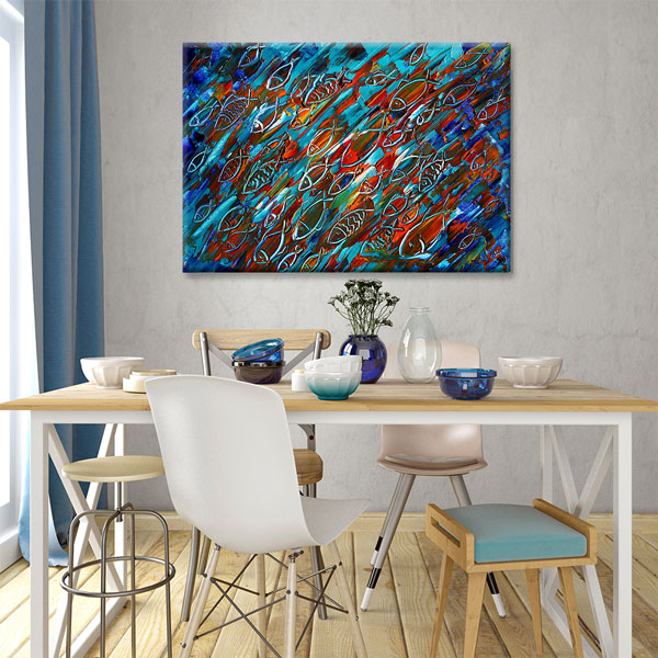 Soyut Renk Dalgaları Desen Sanatı Duvar Tablosu Kanvas Tablo 4910