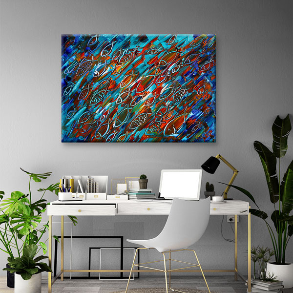 Soyut Renk Dalgaları Desen Sanatı Duvar Tablosu Kanvas Tablo 4910