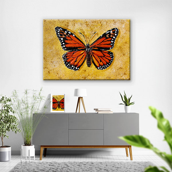 Turuncu Kelebek Sanat Duvar Tablosu Kanvas Tablo 4914