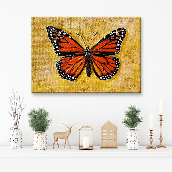 Turuncu Kelebek Sanat Duvar Tablosu Kanvas Tablo 4914