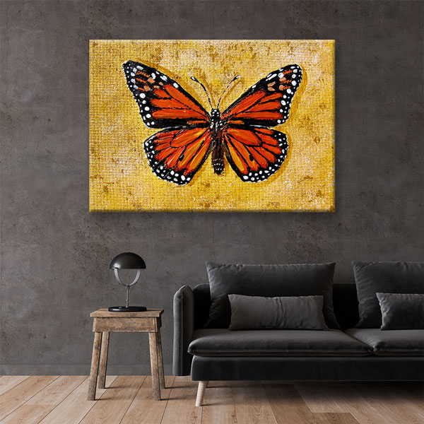 Turuncu Kelebek Sanat Duvar Tablosu Kanvas Tablo 4914