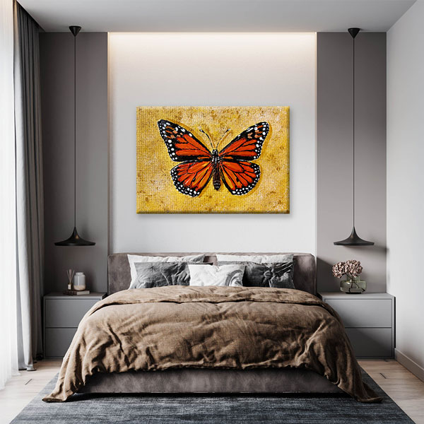 Turuncu Kelebek Sanat Duvar Tablosu Kanvas Tablo 4914