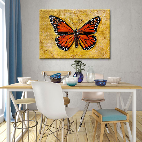 Turuncu Kelebek Sanat Duvar Tablosu Kanvas Tablo 4914