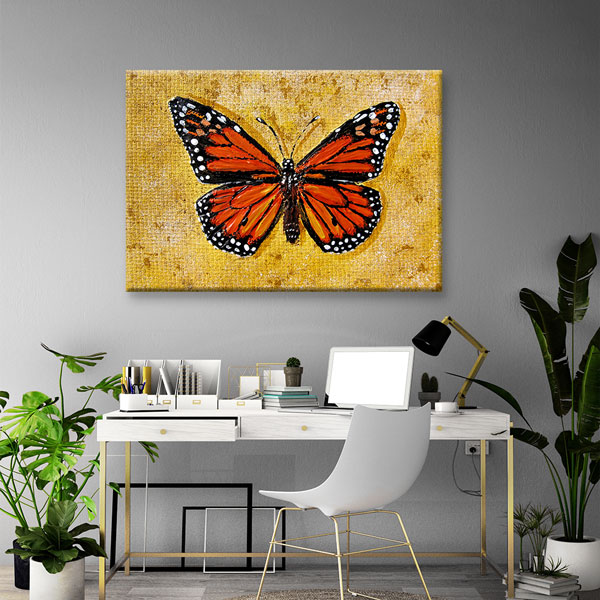 Turuncu Kelebek Sanat Duvar Tablosu Kanvas Tablo 4914