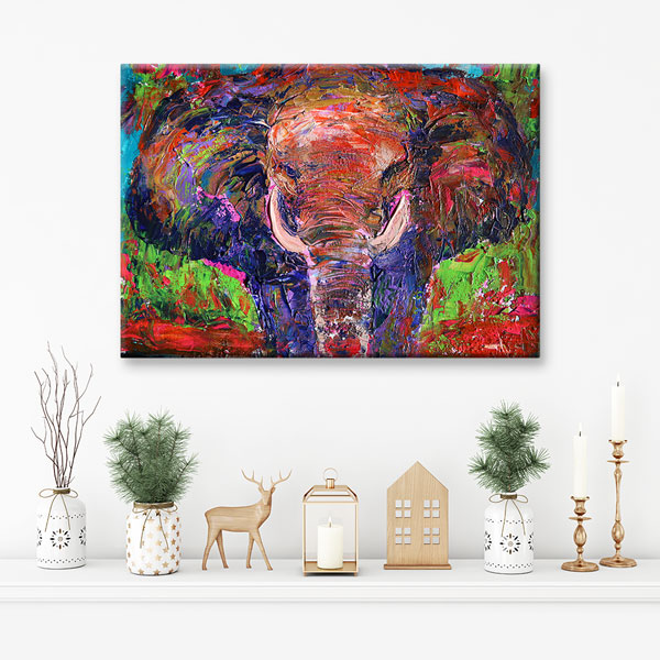 Renkli Fil Portresi Modern Sanat Duvar Tablosu Kanvas Tablo 4920