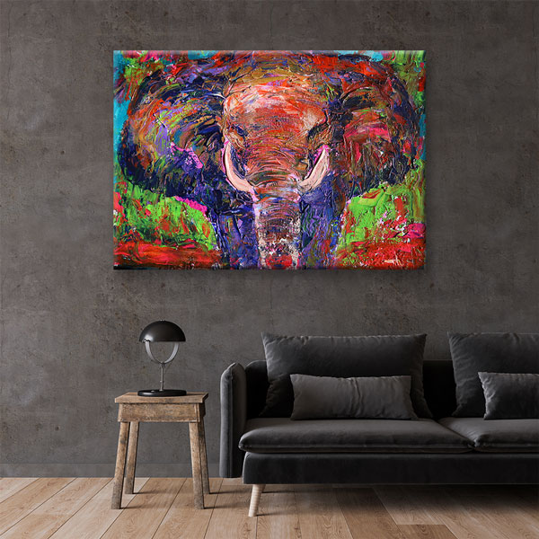 Renkli Fil Portresi Modern Sanat Duvar Tablosu Kanvas Tablo 4920