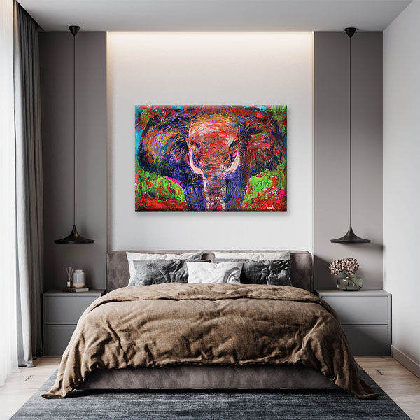 Renkli Fil Portresi Modern Sanat Duvar Tablosu Kanvas Tablo 4920