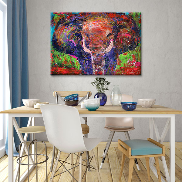 Renkli Fil Portresi Modern Sanat Duvar Tablosu Kanvas Tablo 4920