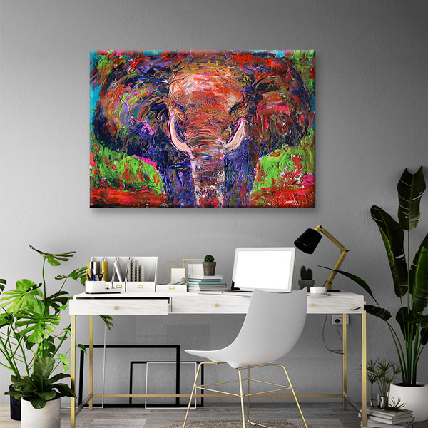 Renkli Fil Portresi Modern Sanat Duvar Tablosu Kanvas Tablo 4920
