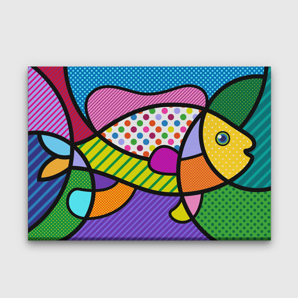 Renkli Pop Art Balık İllüstrasyonu Duvar Tablosu Kanvas Tablo 4921