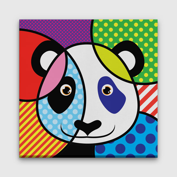 Renkli Pop Art Panda İllüstrasyonu Duvar Tablosu Kanvas Tablo 4922