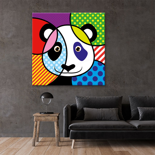 Renkli Pop Art Panda İllüstrasyonu Duvar Tablosu Kanvas Tablo 4922