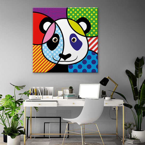 Renkli Pop Art Panda İllüstrasyonu Duvar Tablosu Kanvas Tablo 4922