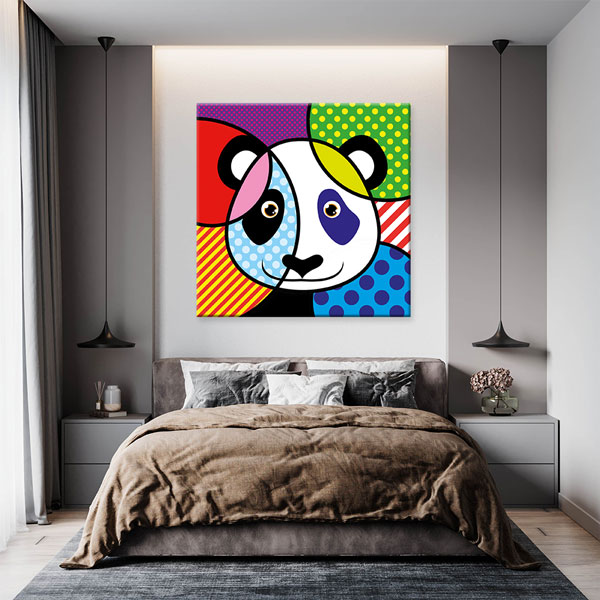 Renkli Pop Art Panda İllüstrasyonu Duvar Tablosu Kanvas Tablo 4922