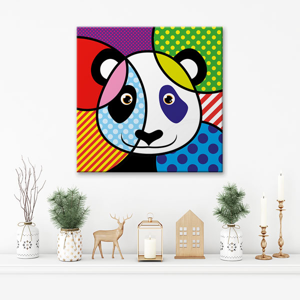 Renkli Pop Art Panda İllüstrasyonu Duvar Tablosu Kanvas Tablo 4922