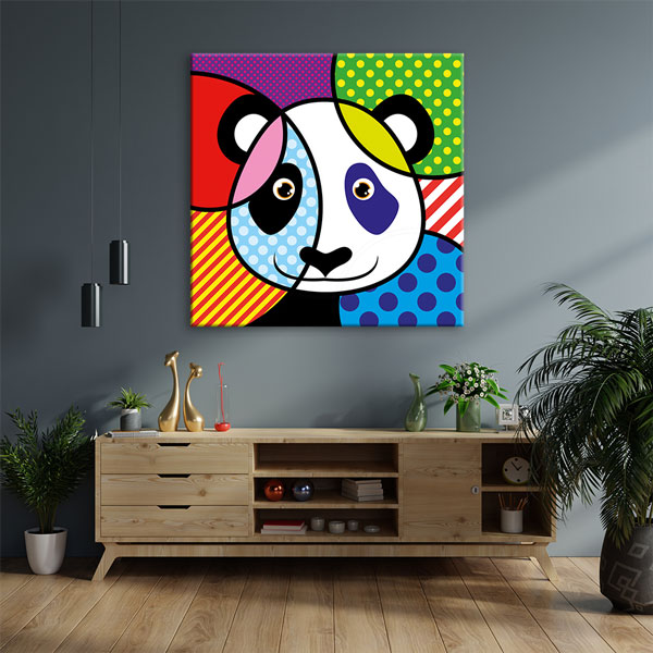 Renkli Pop Art Panda İllüstrasyonu Duvar Tablosu Kanvas Tablo 4922