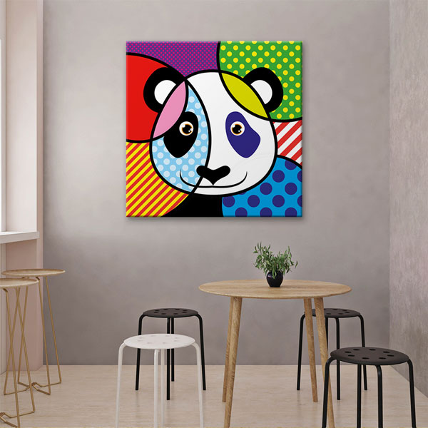 Renkli Pop Art Panda İllüstrasyonu Duvar Tablosu Kanvas Tablo 4922