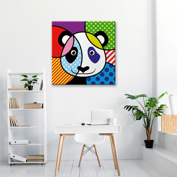 Renkli Pop Art Panda İllüstrasyonu Duvar Tablosu Kanvas Tablo 4922
