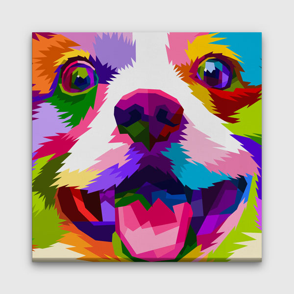 Renkli Pop Art Köpek Portresi Duvar Tablosu Kanvas Tablo 4924
