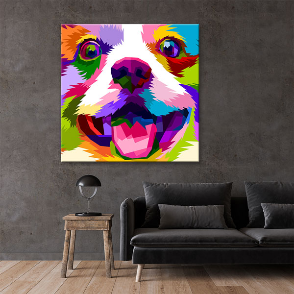Renkli Pop Art Köpek Portresi Duvar Tablosu Kanvas Tablo 4924