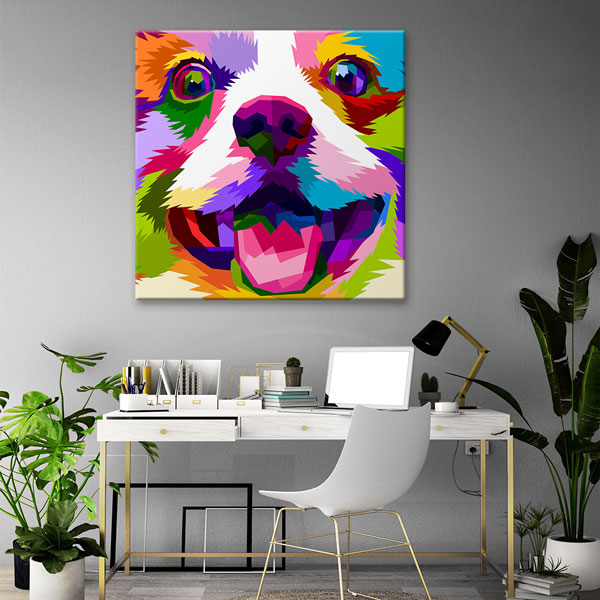 Renkli Pop Art Köpek Portresi Duvar Tablosu Kanvas Tablo 4924