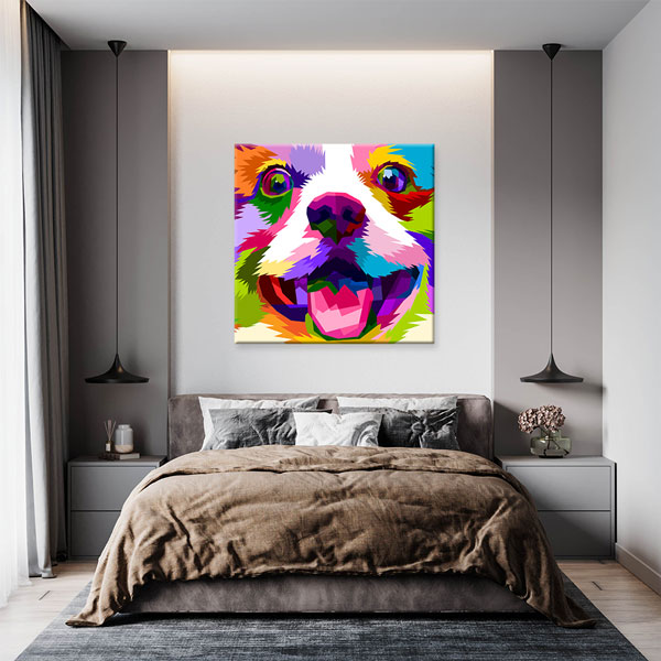 Renkli Pop Art Köpek Portresi Duvar Tablosu Kanvas Tablo 4924