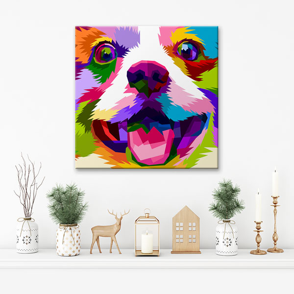 Renkli Pop Art Köpek Portresi Duvar Tablosu Kanvas Tablo 4924