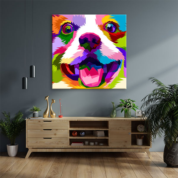 Renkli Pop Art Köpek Portresi Duvar Tablosu Kanvas Tablo 4924