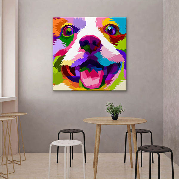 Renkli Pop Art Köpek Portresi Duvar Tablosu Kanvas Tablo 4924