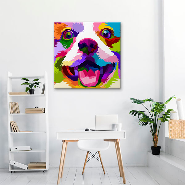 Renkli Pop Art Köpek Portresi Duvar Tablosu Kanvas Tablo 4924