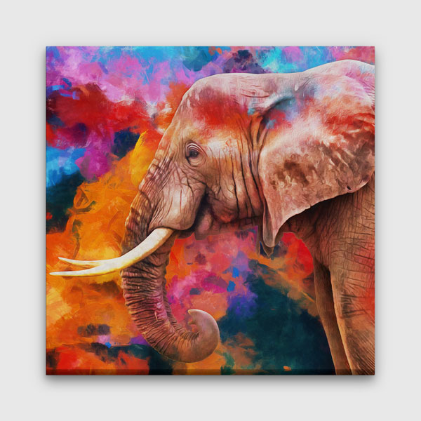 Renk Patlaması Fil Portresi Modern Sanat Duvar Tablosu Kanvas Tablo 4927