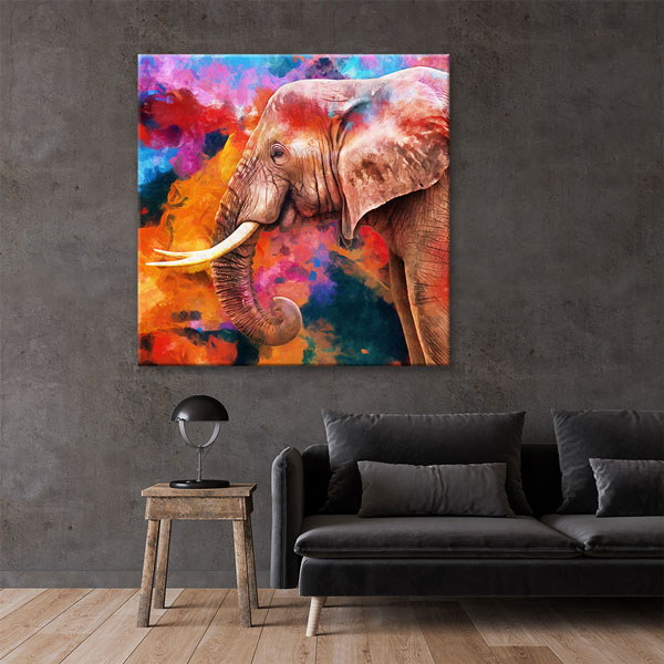 Renk Patlaması Fil Portresi Modern Sanat Duvar Tablosu Kanvas Tablo 4927