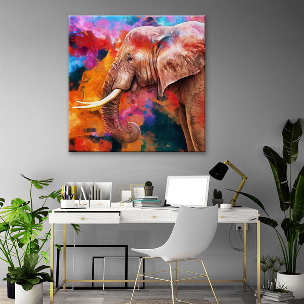 Renk Patlaması Fil Portresi Modern Sanat Duvar Tablosu Kanvas Tablo 4927