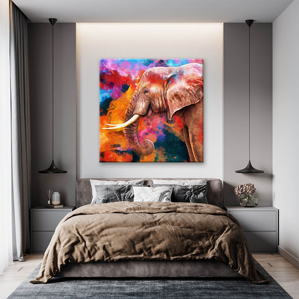 Renk Patlaması Fil Portresi Modern Sanat Duvar Tablosu Kanvas Tablo 4927