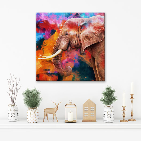 Renk Patlaması Fil Portresi Modern Sanat Duvar Tablosu Kanvas Tablo 4927