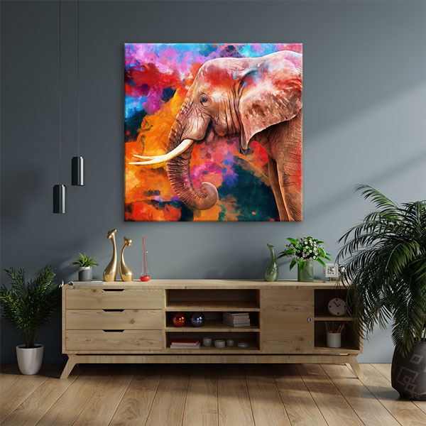 Renk Patlaması Fil Portresi Modern Sanat Duvar Tablosu Kanvas Tablo 4927