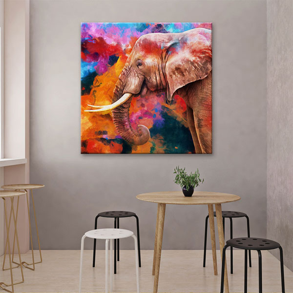 Renk Patlaması Fil Portresi Modern Sanat Duvar Tablosu Kanvas Tablo 4927