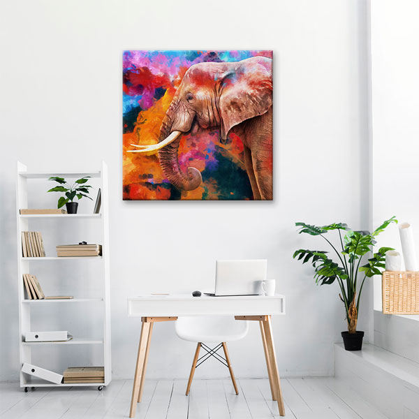 Renk Patlaması Fil Portresi Modern Sanat Duvar Tablosu Kanvas Tablo 4927