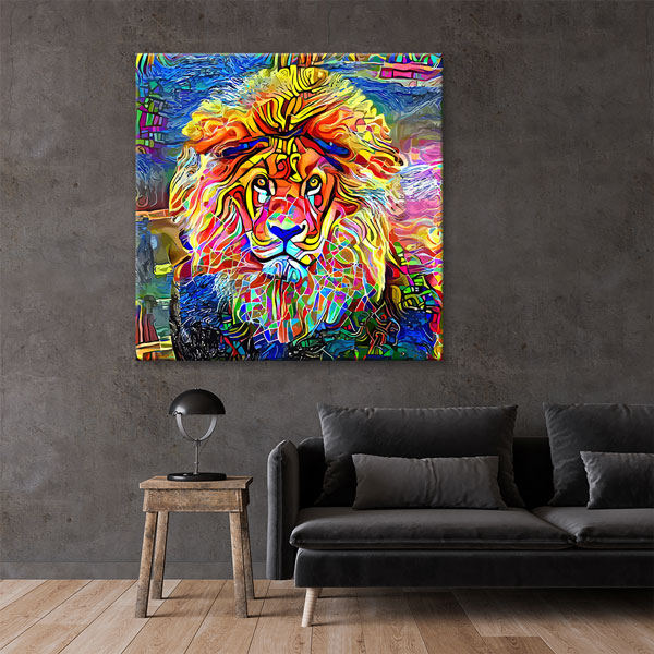 Renkli Aslan Portresi Modern Sanat Duvar Tablosu Kanvas Tablo 4928