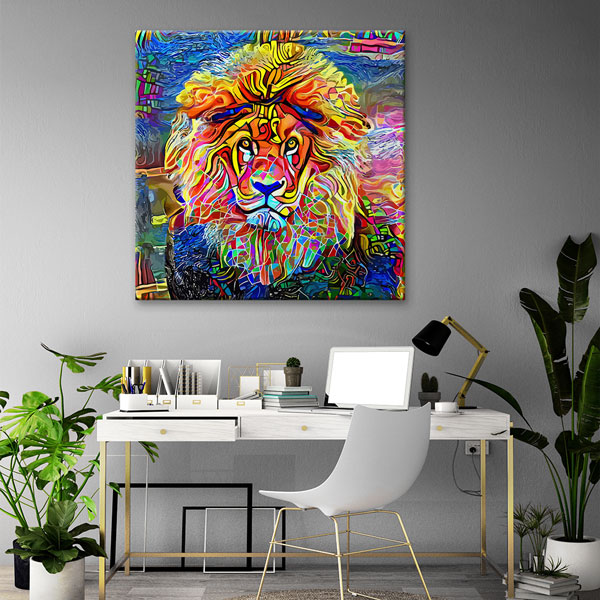 Renkli Aslan Portresi Modern Sanat Duvar Tablosu Kanvas Tablo 4928